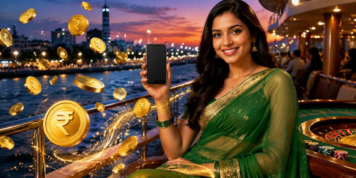 Female player making deposit for cricket betting on mobile at Chennai Marina Beach