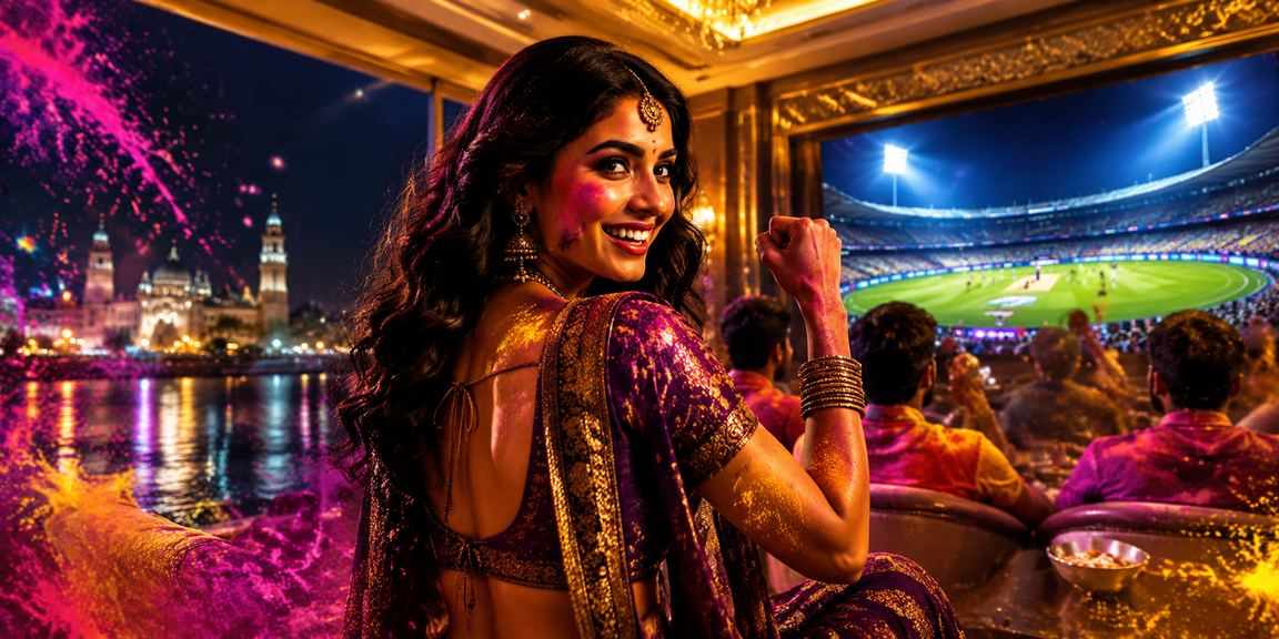 Indian player celebrating Holi Festival enjoying online sports betting